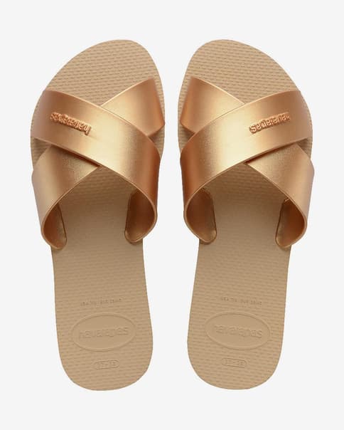 Chanclas Havaianas Aqua Metallic beige dorado mujer
