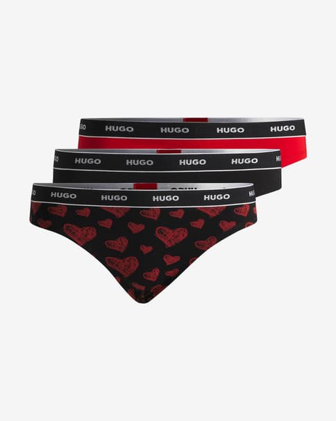 Tanga HUGO Design negro rojo (3 unidades)