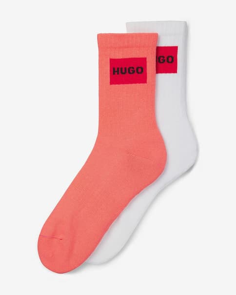 Calcetines HUGO QS Lab mujer naranja blanco (2 pares)