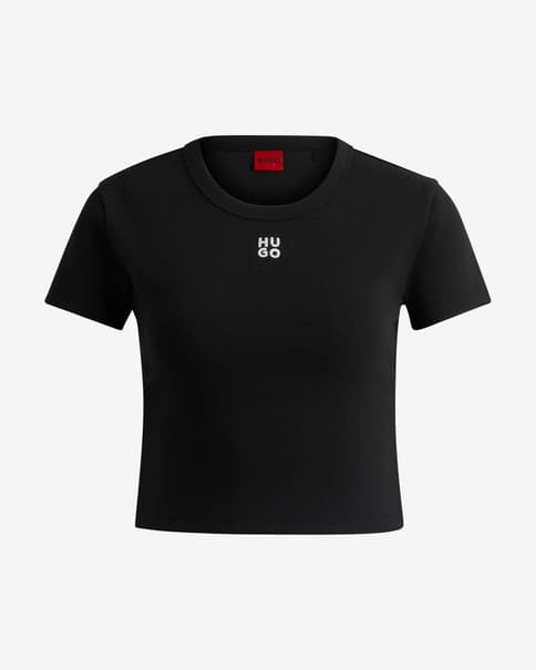 Camiseta HUGO Modern Logo Small manga corta negro mujer