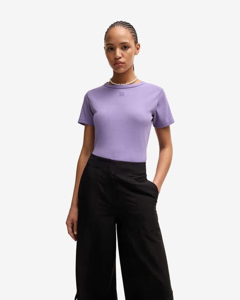 Camiseta HUGO Modern Logo manga corta lila mujer