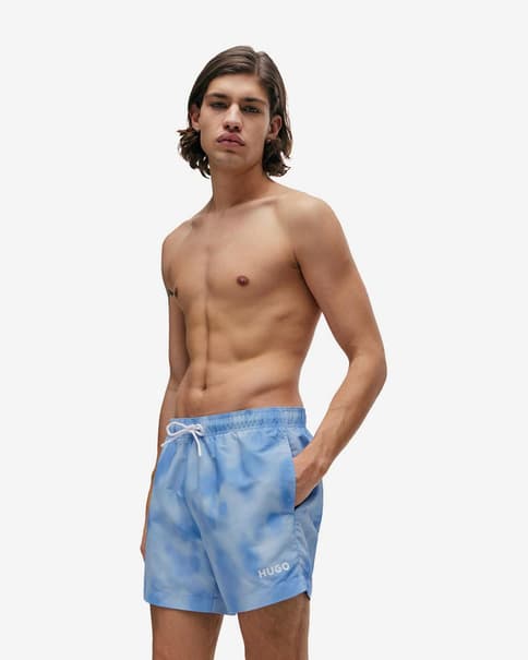 Bañador HUGO Tie Dye Logo azul claro