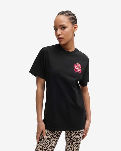 Camiseta HUGO Vintage manga corta negro rosa mujer