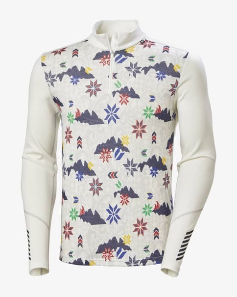 Camiseta interior Helly Hansen Lifa Merino Midweight Half Zip blanco lila verde
