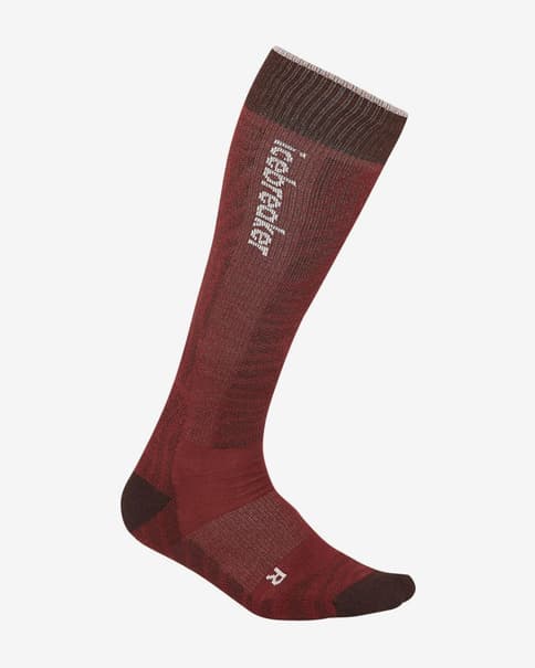 Calcetines Icebreaker Ski+ Light Mountain Contour rojo oscuro