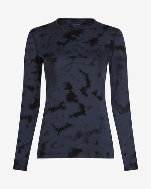 Camiseta Icebreaker Merino 200 Oasis Crewe Cloud Dye manga larga azul marino mujer