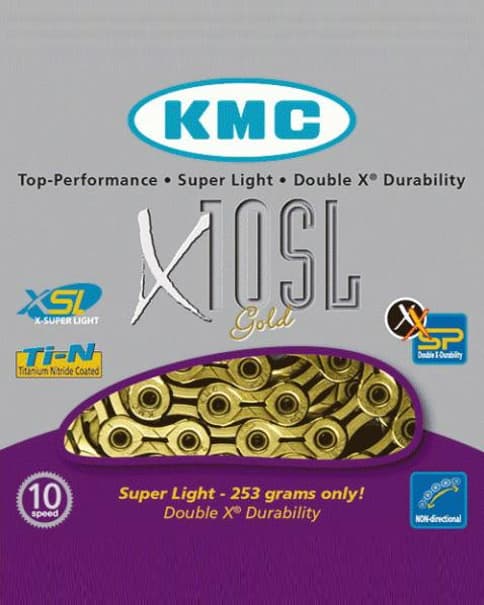 Cadena KMC X10SL Gold 114 eslabones 10 velocidades