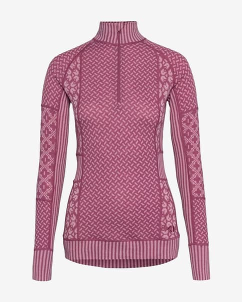Camiseta interior Kari Traa Smekker Half-Zip manga larga violeta oscuro blanco mujer