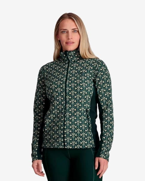 Forro polar Kari Traa Thalena Full Zip verde oscuro blanco mujer