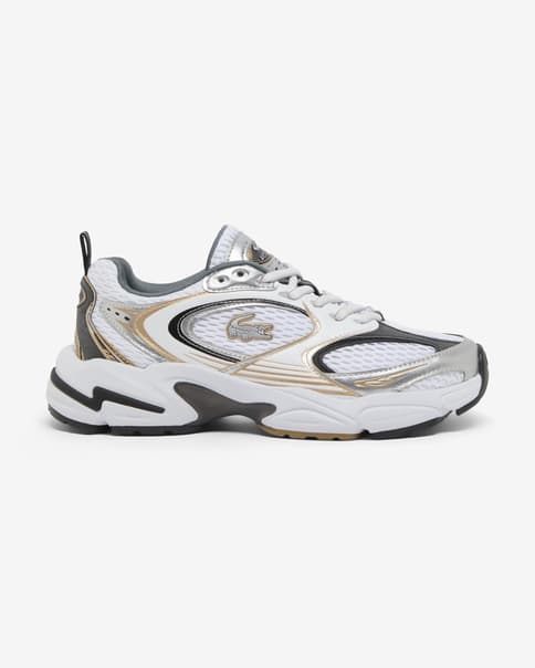 Zapatillas Lacoste Storm 96 2K blanco negro dorado mujer