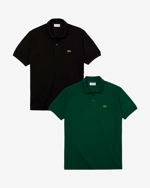 Kortærmet polo Lacoste Classic Fit L.12.12 sort ren grøn herre