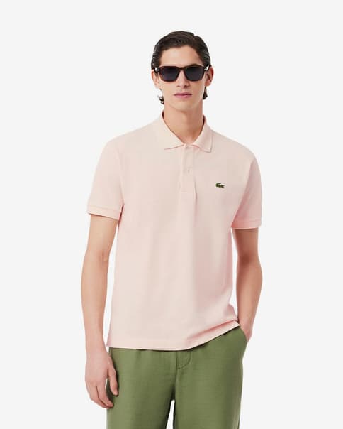 Koszulka polo Lacoste L 12.12 krótki rękaw jasnoróżowy zielony