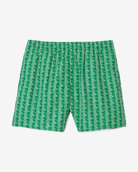 Kąpielówki Lacoste Mid Length Monogram Print zielony biały