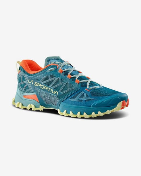 Ténis La Sportiva Bushido III azul claro amarelo laranja mulher