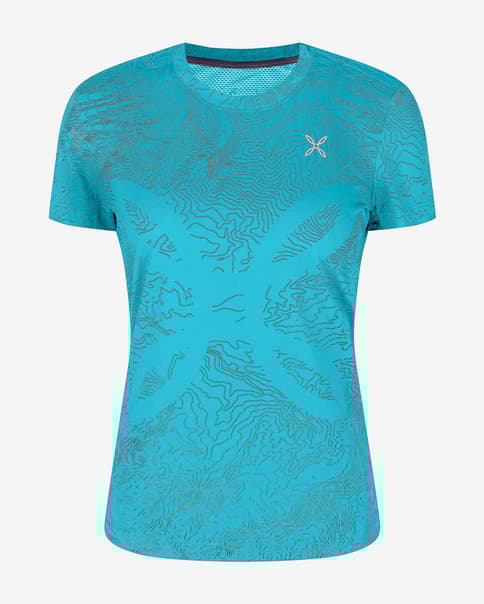 Camiseta Montura Topographic Sublime manga corta azul gris mujer