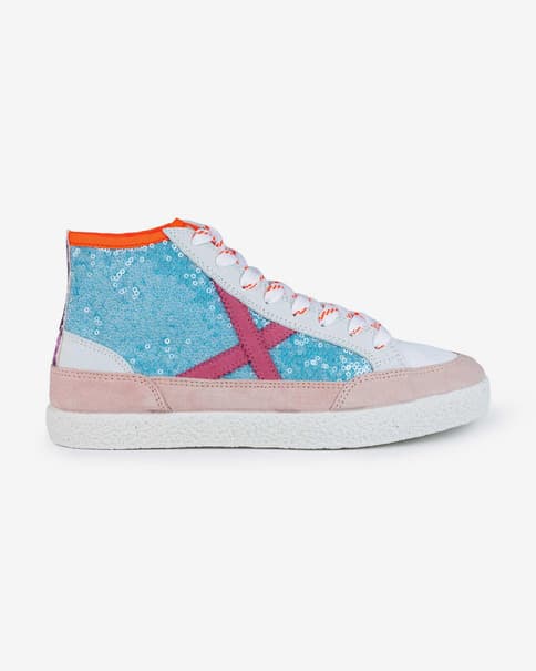 Zapatillas Munich Vento azul blanco rosa mujer