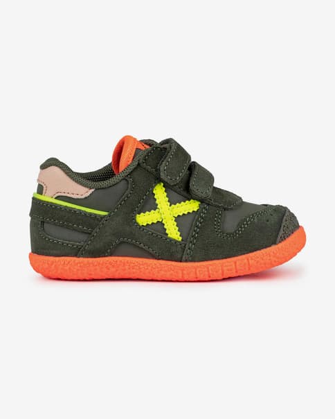 Zapatillas Munich Baby Goal verde naranja amarillo infantil