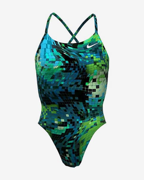 Bañador Nike Swim Lace Up Tie Back verde oscuro azul mujer