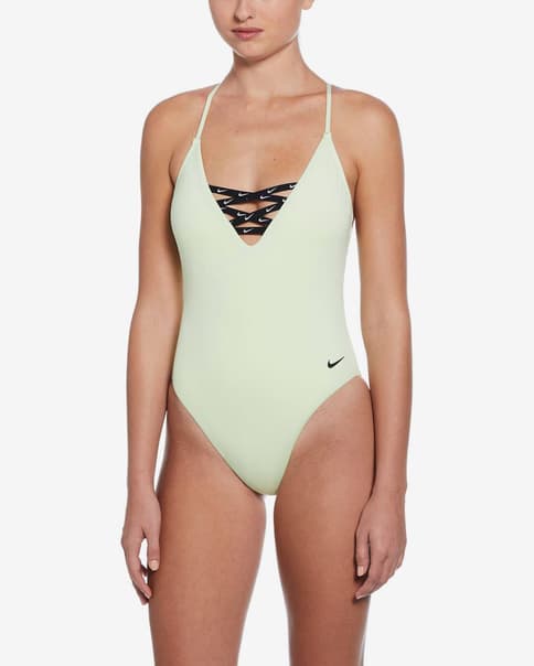 Bañador Nike Swim Icon Crossback One Piece verde claro mujer