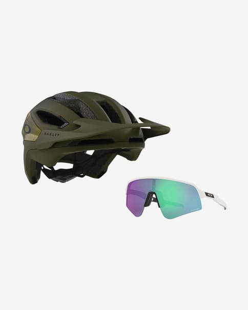 Kit casco Oakley DRT3 MIPS + Gafas Oakley Sutro Lite Sweep Matte White con lentes Prizm Road Jade