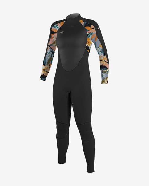 Traje neopreno O'Neill Epic 4/3mm Back Zip Full negro naranja rosa mujer