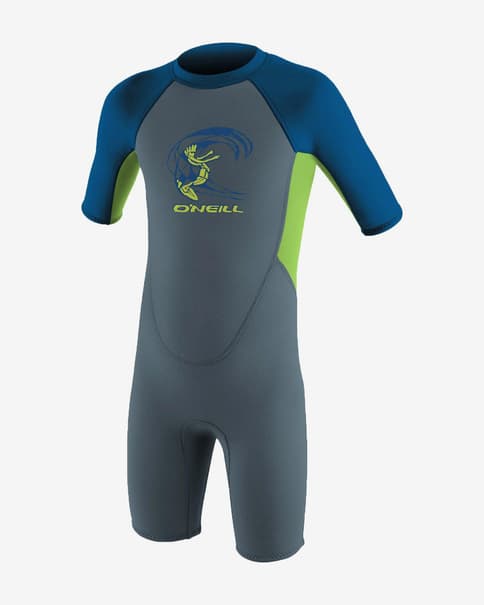 O'Neill Toddler Reactor 2 2mm Back Zip Neopreen Wetsuit met korte mouwen Kobaltblauw Lichtgroen Kinderen