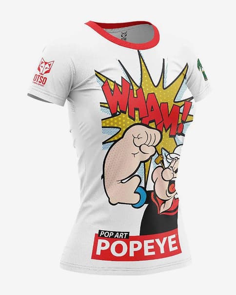 Camiseta Otso Popeye manga corta blanco puro rojo mujer