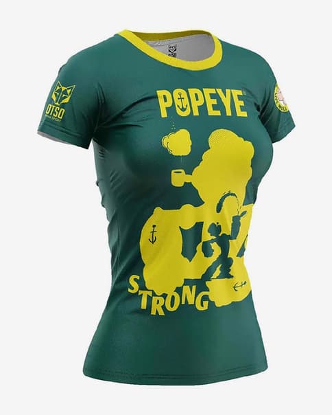 Camiseta Otso Popeye manga corta verde oscuro amarillo mujer