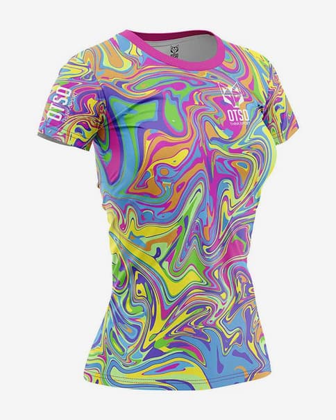 Camiseta Otso Psychedelic manga corta rosa verde mujer