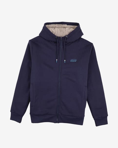 Oxbow Sweat Double Sherpa Full Zip Hoodie Navy Blue