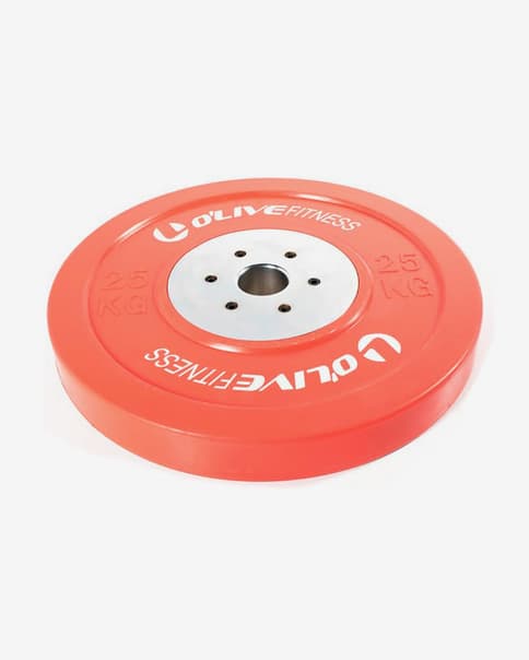 Disco olímpico de competición O'LIVE Bumper 25 kg rojo