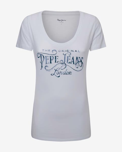 Camiseta Pepe Jeans Cassidy manga corta blanco azul mujer