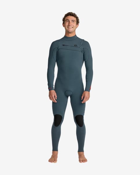 Traje de neopreno largo Quiksilver Highline 4/3 mm chest zip azul turquesa