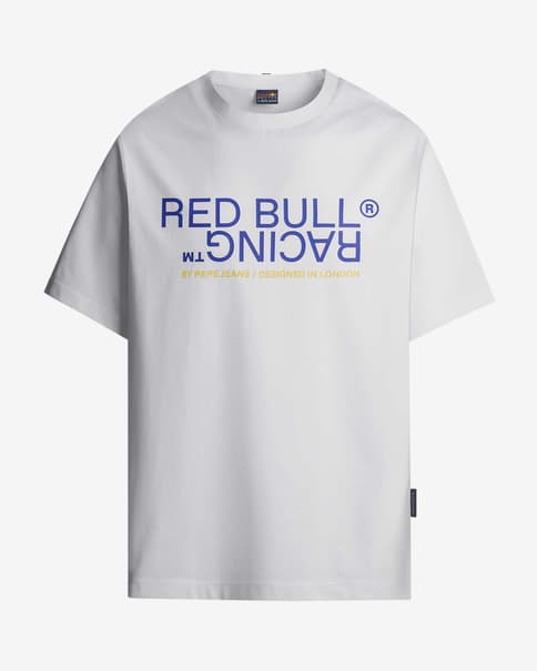 Camiseta Red Bull Racing x Pepe Jeans Graphic Reflect manga corta blanco azul amarillo