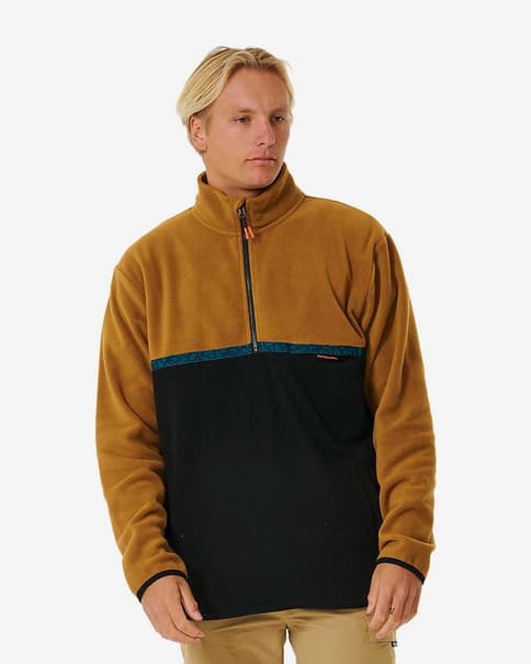 Chaqueta Rip Curl Journey Polar Fleece Crew Half Zip marrón claro negro