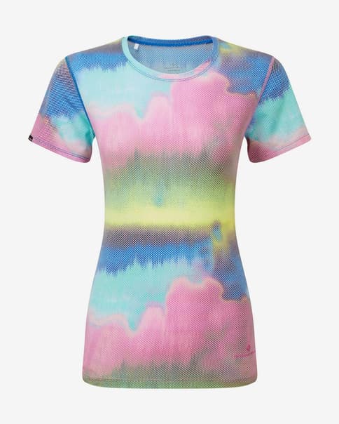 Camiseta Ronhill Tech Golden Hour manga corta rosa fuerte azul mujer