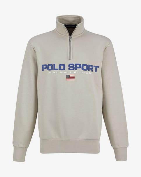 Sudadera Ralph Lauren Sport Fleece Half Zip gris azul marino
