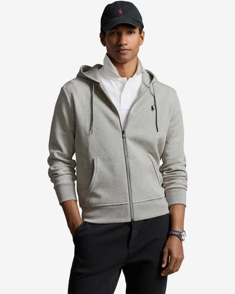 Sudadera con capucha Ralph Lauren 30/1 Logo Full Zip gris