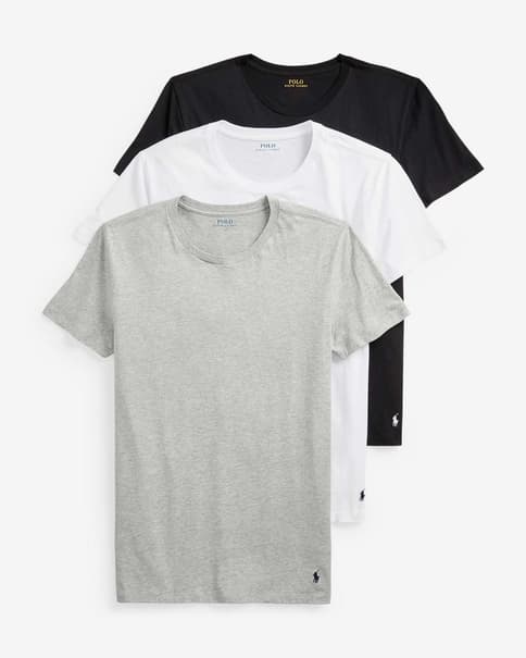 Camiseta Ralph Lauren Slim Fit manga corta gris blanco negro (3 unidades)