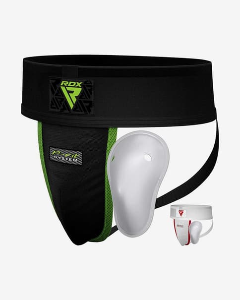 Coquilla protectora RDX Groin Guard Supporter negro verde