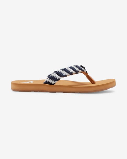 Tong Roxy Porto Graphic beige blanc bleu femme