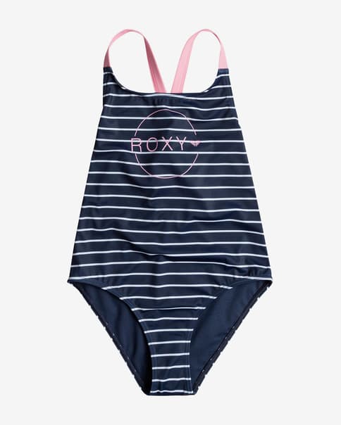 Bañador Roxy Basic Stripe One Piece azul marino blanco rosa niña