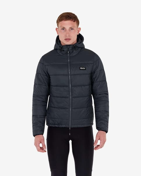 Chaqueta con capucha Santini Puff negro puro - Corte Classic