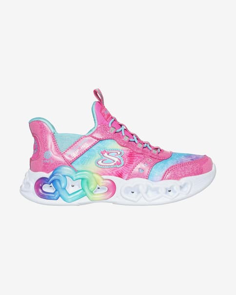 Zapatillas Skechers INFINITE HEART LIGHTS - ETERNAL rosa vivo azul claro niña