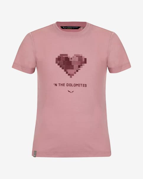 Camiseta Salewa Sporty Graphic Dry manga corta rosa oscuro infantil