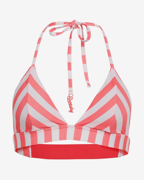 Top bikini Superdry Stripe Triangle rosa blanco mujer