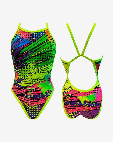 Bañador de natación Turbo Kriptonite tira fina multicolor mujer