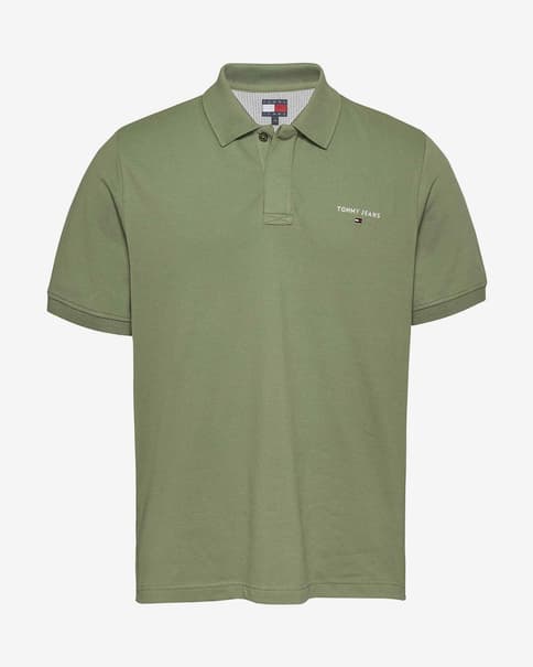 Tommy Jeans Regular Linear Poloshirt grün