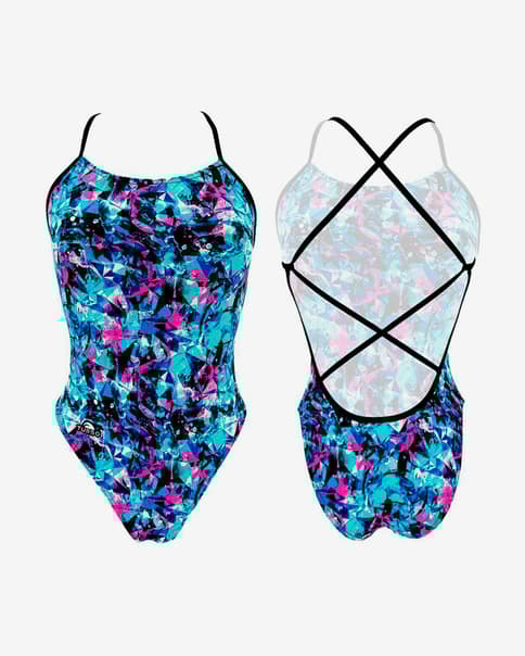 Bañador Turbo Patron Sirene Crystal Dive tira fina azul rosa negro mujer