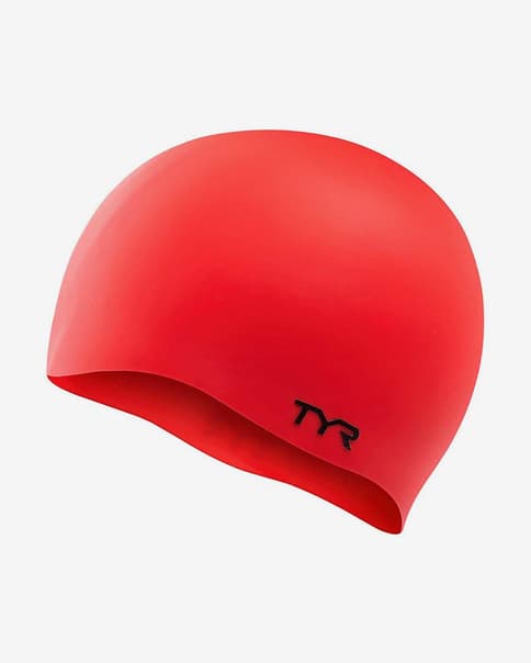 Gorro de natación TYR Wrinkle-Free Silicone rojo negro